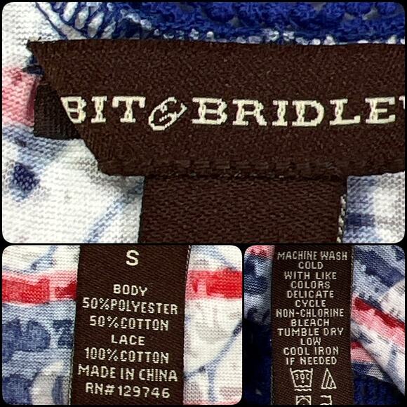 Bit & Bridle Burnout Tank Top Racerback Patriotic Red White & Blue Small - Picture 8 of 13